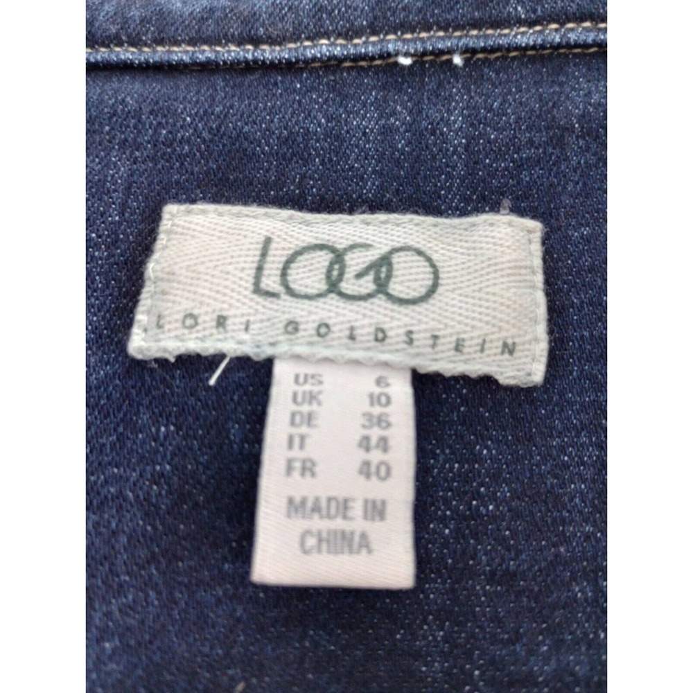 LOGO Lori Goldstein Women's 6 Denim Jacket Dark Wash Jean manufactured Raw Hem - Picture 5 of 10